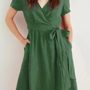 Grae Cove Immy Linen Wrap Dress Green